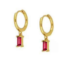 Sterling Silver Stone Rose Red White Stone Earrings Jewelry (style: 7 Style)