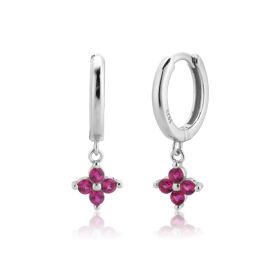 Sterling Silver Stone Rose Red White Stone Earrings Jewelry (style: 4 Style)