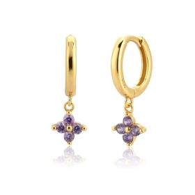 Sterling Silver Stone Rose Red White Stone Earrings Jewelry (style: 5 Style)