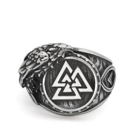 Jewelry Stainless Steel Titanium Steel Norwegian Viking Ring (Color: Silver, size: number 9)