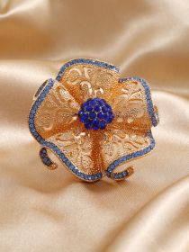Diamond-studded Hollow Out Fashionable Jewelry Ring (Color: Blue)