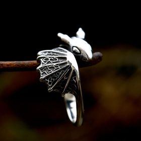 Vintage Distressed Titanium Steel Men's Ring Jewelry (style: Ring, size: US No.9)