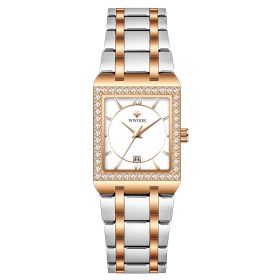 Grip Love Belt Diamond Waterproof Square Steel Band Quartz Women's Watch (style: Jianmei white noodles)