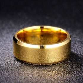 Light Men's Stainless Steel Ring Jewelry (Color: 8mm golden mirror light, size: No.5)