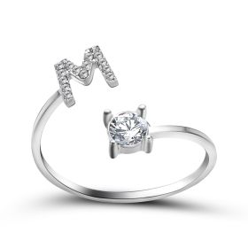 New Design Adjustable 26 Initial Letter Ring Fashion Jewelry For Women Simple Elegant Jewelry (Color: 2pcs Silver, style: M)