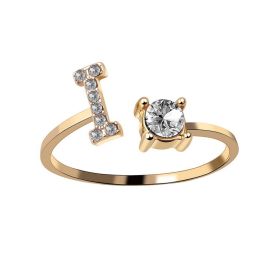 New Design Adjustable 26 Initial Letter Ring Fashion Jewelry For Women Simple Elegant Jewelry (Color: 2pcs Gold, style: I)