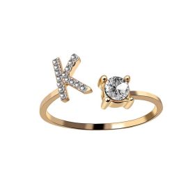 New Design Adjustable 26 Initial Letter Ring Fashion Jewelry For Women Simple Elegant Jewelry (Color: 2pcs Gold, style: K)