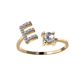 New Design Adjustable 26 Initial Letter Ring Fashion Jewelry For Women Simple Elegant Jewelry (Color: 2pcs Gold, style: E)