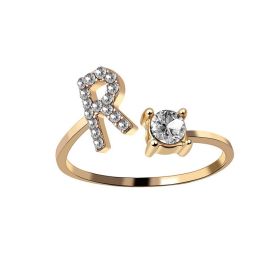 New Design Adjustable 26 Initial Letter Ring Fashion Jewelry For Women Simple Elegant Jewelry (Color: 2pcs Gold, style: R)