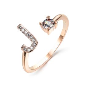 New Design Adjustable 26 Initial Letter Ring Fashion Jewelry For Women Simple Elegant Jewelry (Color: 2pcs Rose gold, style: J)