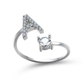 New Design Adjustable 26 Initial Letter Ring Fashion Jewelry For Women Simple Elegant Jewelry (Color: 2pcs Silver, style: A)