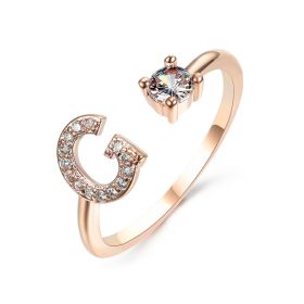 New Design Adjustable 26 Initial Letter Ring Fashion Jewelry For Women Simple Elegant Jewelry (Color: 2pcs Rose gold, style: G)