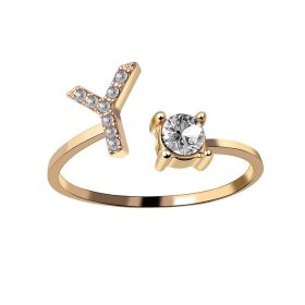 New Design Adjustable 26 Initial Letter Ring Fashion Jewelry For Women Simple Elegant Jewelry (Color: 2pcs Gold, style: Y)
