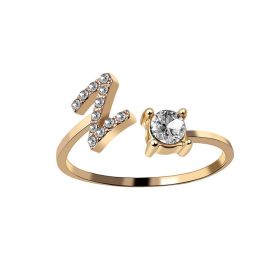 New Design Adjustable 26 Initial Letter Ring Fashion Jewelry For Women Simple Elegant Jewelry (Color: 2pcs Gold, style: Z)