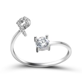 New Design Adjustable 26 Initial Letter Ring Fashion Jewelry For Women Simple Elegant Jewelry (Color: 2pcs Silver, style: P)
