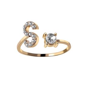 New Design Adjustable 26 Initial Letter Ring Fashion Jewelry For Women Simple Elegant Jewelry (Color: 2pcs Gold, style: S)