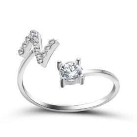 New Design Adjustable 26 Initial Letter Ring Fashion Jewelry For Women Simple Elegant Jewelry (Color: 2pcs Silver, style: Z)