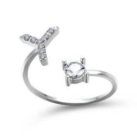 New Design Adjustable 26 Initial Letter Ring Fashion Jewelry For Women Simple Elegant Jewelry (Color: 2pcs Silver, style: Y)