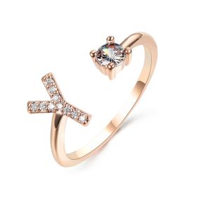 New Design Adjustable 26 Initial Letter Ring Fashion Jewelry For Women Simple Elegant Jewelry (Color: 2pcs Rose gold, style: Y)