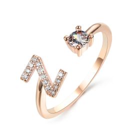 New Design Adjustable 26 Initial Letter Ring Fashion Jewelry For Women Simple Elegant Jewelry (Color: 2pcs Rose gold, style: Z)