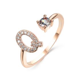 New Design Adjustable 26 Initial Letter Ring Fashion Jewelry For Women Simple Elegant Jewelry (Color: 2pcs Rose gold, style: Q)