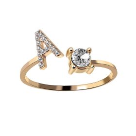 New Design Adjustable 26 Initial Letter Ring Fashion Jewelry For Women Simple Elegant Jewelry (Color: 2pcs Gold, style: A)