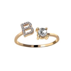 New Design Adjustable 26 Initial Letter Ring Fashion Jewelry For Women Simple Elegant Jewelry (Color: 2pcs Gold, style: B)