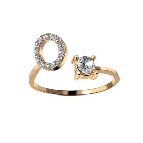 New Design Adjustable 26 Initial Letter Ring Fashion Jewelry For Women Simple Elegant Jewelry (Color: 2pcs Gold, style: O)