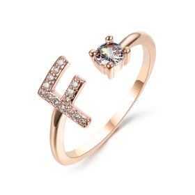 New Design Adjustable 26 Initial Letter Ring Fashion Jewelry For Women Simple Elegant Jewelry (Color: 2pcs Rose gold, style: F)