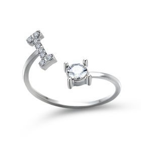 New Design Adjustable 26 Initial Letter Ring Fashion Jewelry For Women Simple Elegant Jewelry (Color: 2pcs Silver, style: I)