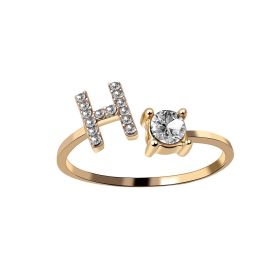 New Design Adjustable 26 Initial Letter Ring Fashion Jewelry For Women Simple Elegant Jewelry (Color: 2pcs Gold, style: H)