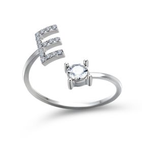 New Design Adjustable 26 Initial Letter Ring Fashion Jewelry For Women Simple Elegant Jewelry (Color: 2pcs Silver, style: E)