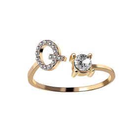 New Design Adjustable 26 Initial Letter Ring Fashion Jewelry For Women Simple Elegant Jewelry (Color: 2pcs Gold, style: Q)