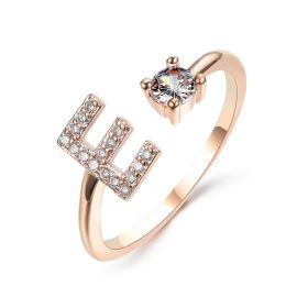 New Design Adjustable 26 Initial Letter Ring Fashion Jewelry For Women Simple Elegant Jewelry (Color: 2pcs Rose gold, style: E)