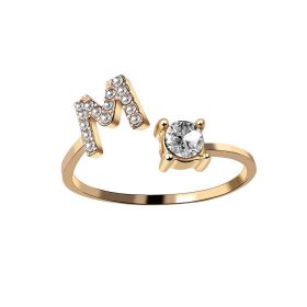 New Design Adjustable 26 Initial Letter Ring Fashion Jewelry For Women Simple Elegant Jewelry (Color: 2pcs Gold, style: M)