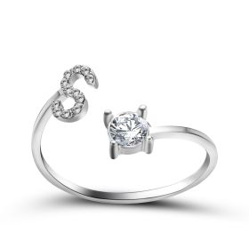New Design Adjustable 26 Initial Letter Ring Fashion Jewelry For Women Simple Elegant Jewelry (Color: 2pcs Silver, style: S)