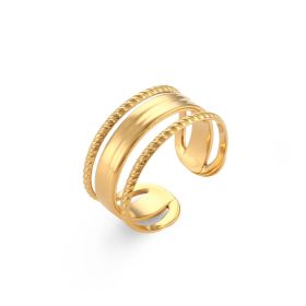 Stainless Steel Plated 18K Gold Finger Ring Jewelry For Women (Color: Multilayer wide surface, size: Adjustable opening)