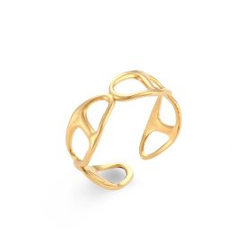 Stainless Steel Plated 18K Gold Finger Ring Jewelry For Women (Color: Hollow pig nose, size: Adjustable opening)