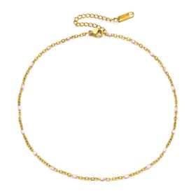 Vacuum Electroplating 1.5mm Stainless Steel Bead Chain Drop Glue 6-color Chain DIY Foot Chain Jewelry (Color: Pink)