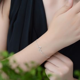 Copper Silver Plated Jewelry Simple ECG Lightning Bracelet (style: EKG bracelet)