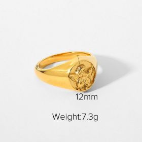 INS Wind Exquisite Round Angel Ring Waterproof Jewelry (style: JDR201340, size: Size 7)
