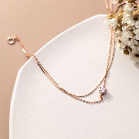 Korean Temperament Sweet Double Layer Six Claws Single Diamond Snake Bone Chain Foot Jewelry (Color: Rose Gold)