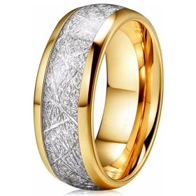 Carbon Fiber Stainless Steel Jewelry Inlaid Anti-grain Stone Men's Ring (Color: Golden R005, size: No6)