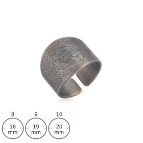 Personalized Retro Trendy Jewelry With Copper Moon Rings On Both Sides (Color: Ancient Silver B, size: Size 10)