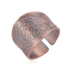 Personalized Retro Trendy Jewelry With Copper Moon Rings On Both Sides (Color: Ancient Red Copper, size: Size 8)