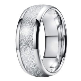 Carbon Fiber Stainless Steel Jewelry Inlaid Anti-grain Stone Men's Ring (Color: Silver R006, size: No12)