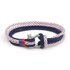 Stainless Steel Buckle Umbrella Rope Jewelry Bracelet (Color: FranceNavy)
