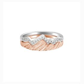 Copper Inlaid Zircon For Women To Wear A Folding Ring Fashion Jewelry (Color: Rose Gold, size: No.6)