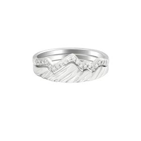 Copper Inlaid Zircon For Women To Wear A Folding Ring Fashion Jewelry (Color: Silver, size: No.6)