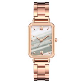 Women's Fashion Casual Square Steel With Quartz Watch (Color: White)